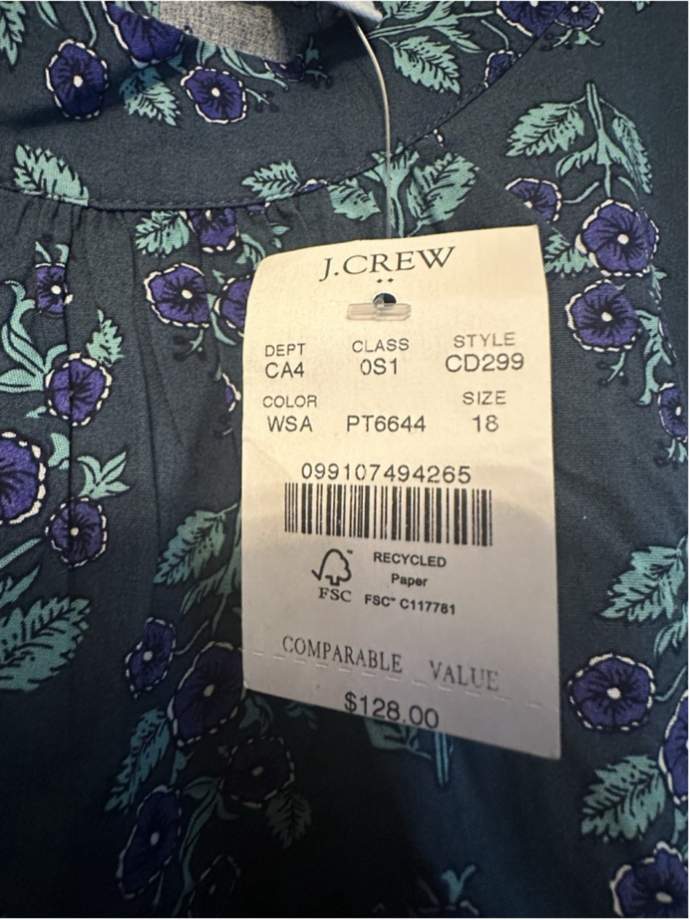 J.CREW Green Floral Maxi Dress Tie Waist Keyhole Back Sleeveless Round Neck 18 - Picture 3 of 8